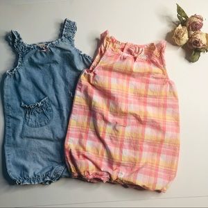 Old Navy two baby rompers - girls 6-12 m